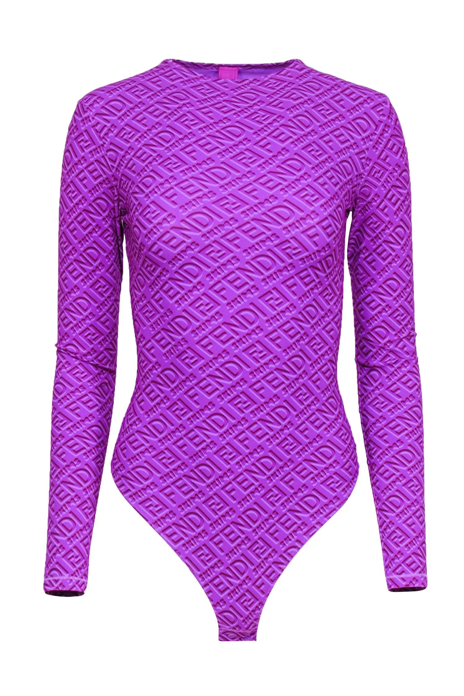 Sz Neck Bodysuit Customer favorite Skims Purple S x - Fendi Print Mock Highly praised Monogram