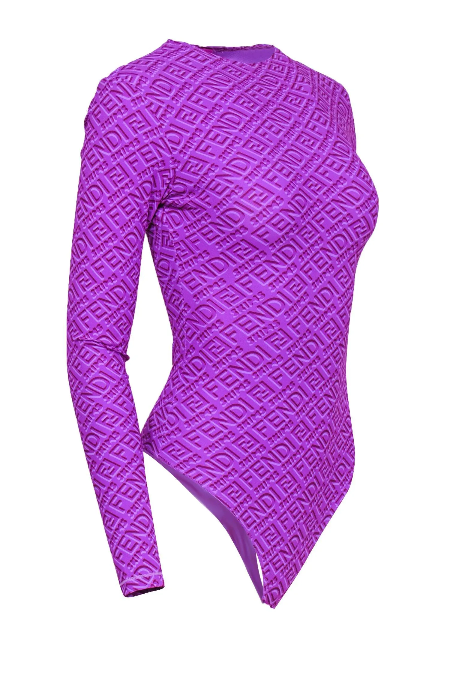 Sz Neck Bodysuit Customer favorite Skims Purple S x - Fendi Print Mock Highly praised Monogram