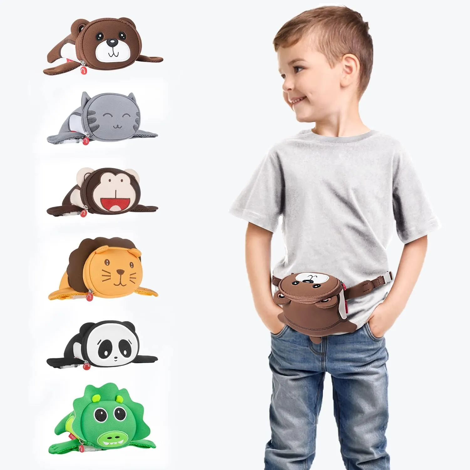 Termichy kids Waist Bag Cute 3D Cartoon Bear Animal Travel Kids Fanny Pack For Babies Girls Toddler Children Sport Camping Trip Makeup Masquerade Toy Christmas Gift, Parent-child Dressing(Bear)