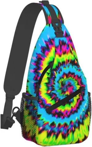 Tie-Dye-Blue-Purple-Psychedelic Chest Bags Crossbody Sling Bag Shoulder Bag Travel Hiking Daypack For Men Women