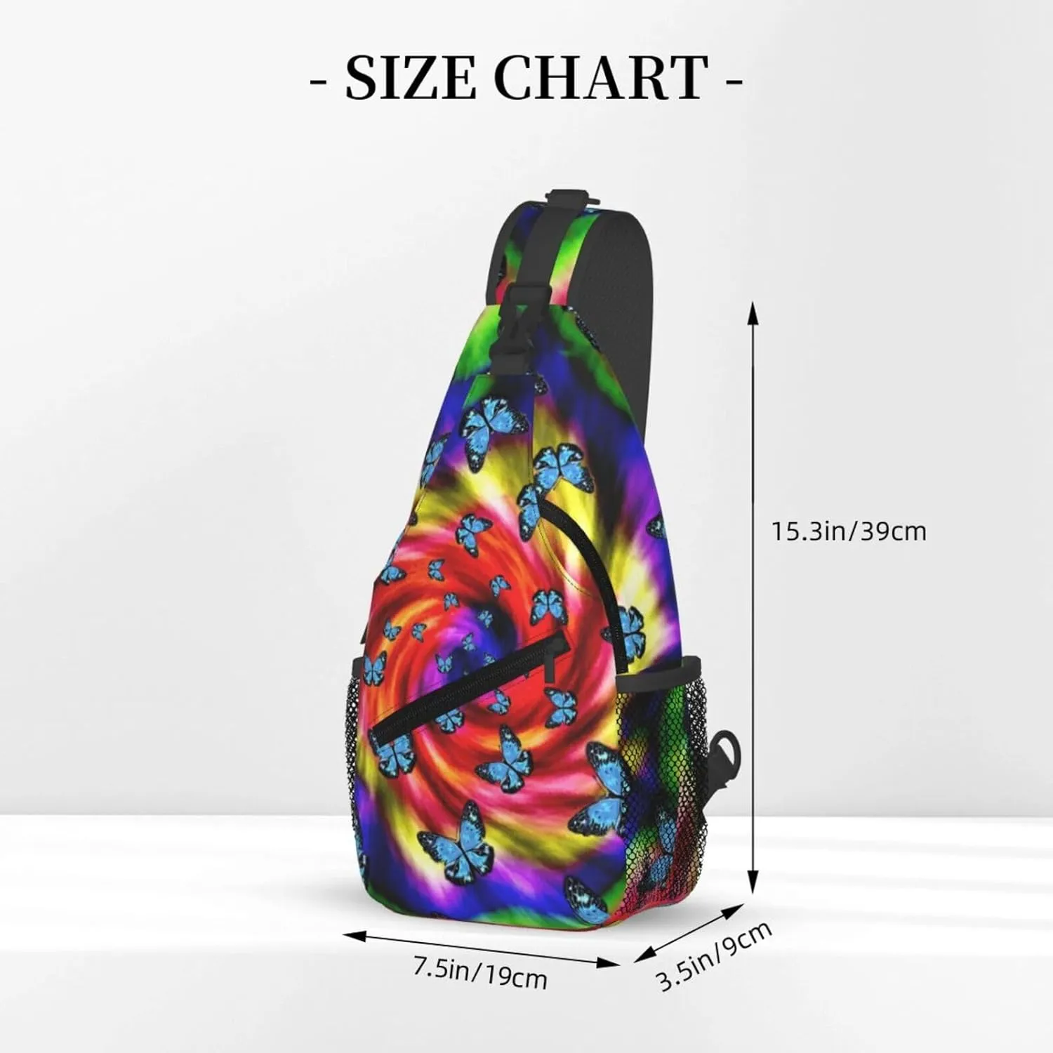 Tie-Dye-Blue-Purple-Psychedelic Chest Bags Crossbody Sling Bag Shoulder Bag Travel Hiking Daypack For Men Women