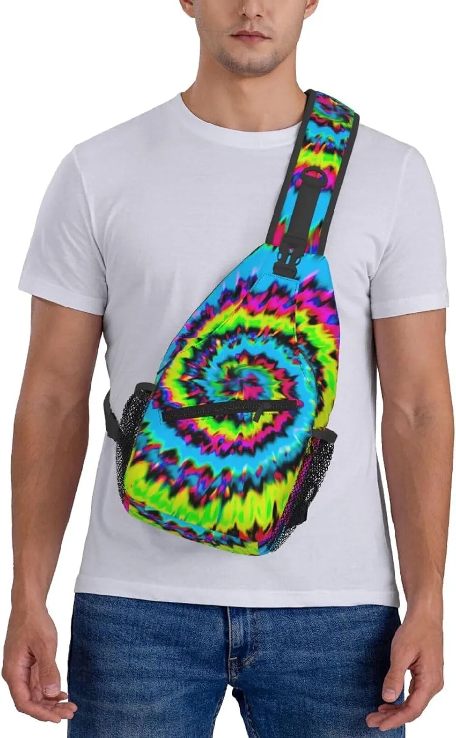 Tie-Dye-Blue-Purple-Psychedelic Chest Bags Crossbody Sling Bag Shoulder Bag Travel Hiking Daypack For Men Women