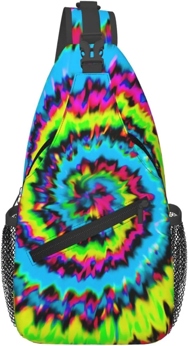 Tie-Dye-Blue-Purple-Psychedelic Chest Bags Crossbody Sling Bag Shoulder Bag Travel Hiking Daypack For Men Women