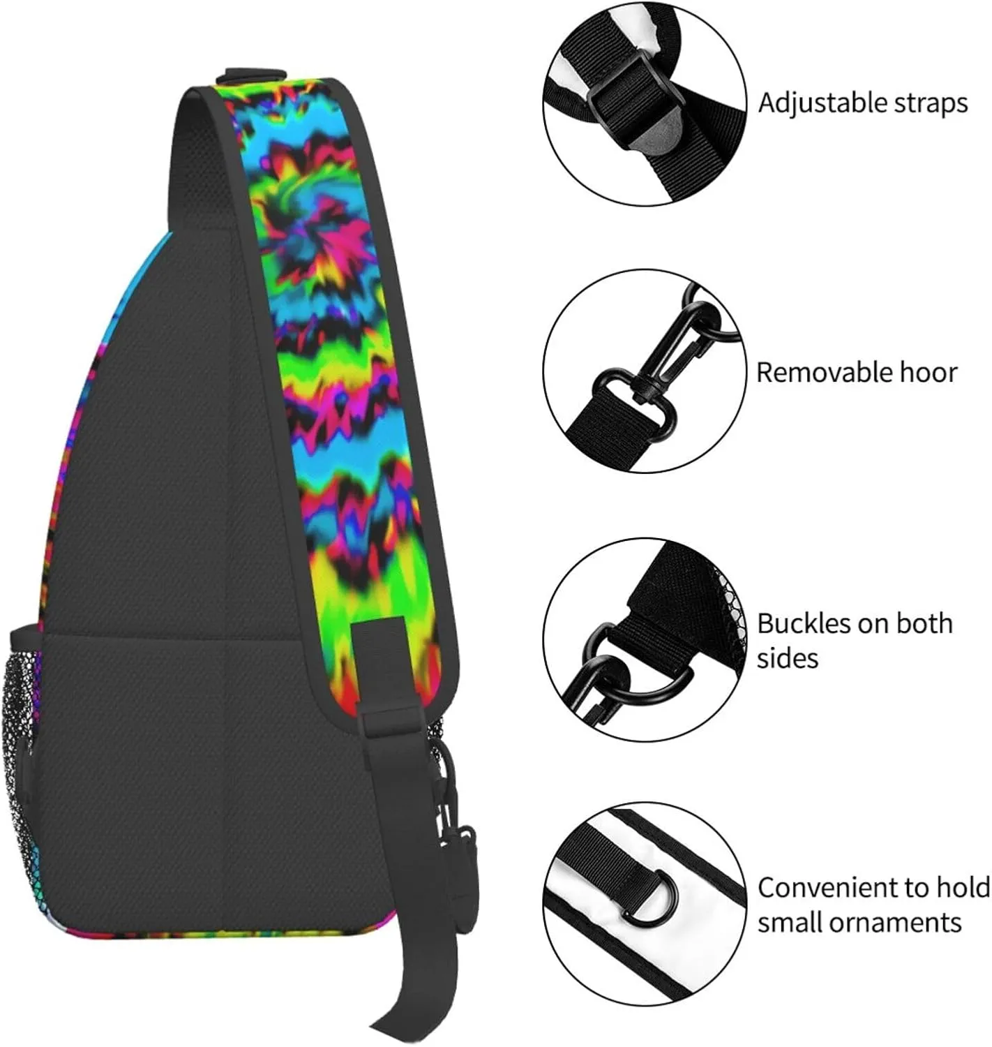 Tie-Dye-Blue-Purple-Psychedelic Chest Bags Crossbody Sling Bag Shoulder Bag Travel Hiking Daypack For Men Women