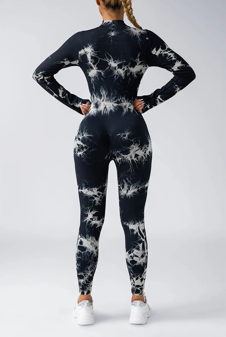Tie Dye Snatched Zip Jumpsuit