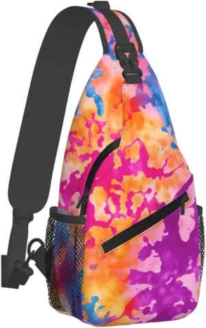 Tie Dye Swirl Rainbow Chest Bags Crossbody Sling Bag Shoulder Bag Travel Hiking Daypack For Men Women
