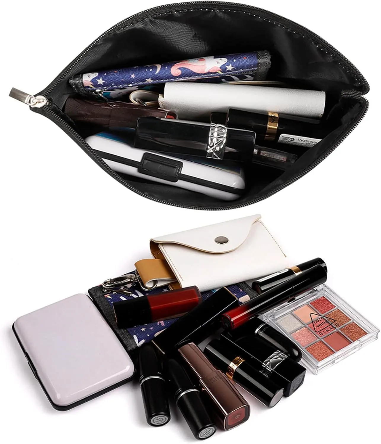 Travel Makeup Bag, Metallic Gold Vivid Red Polka Dots Cosmetic Bags for Women Large Capacity Waterproof Toiletry Pouch Make up Organizer