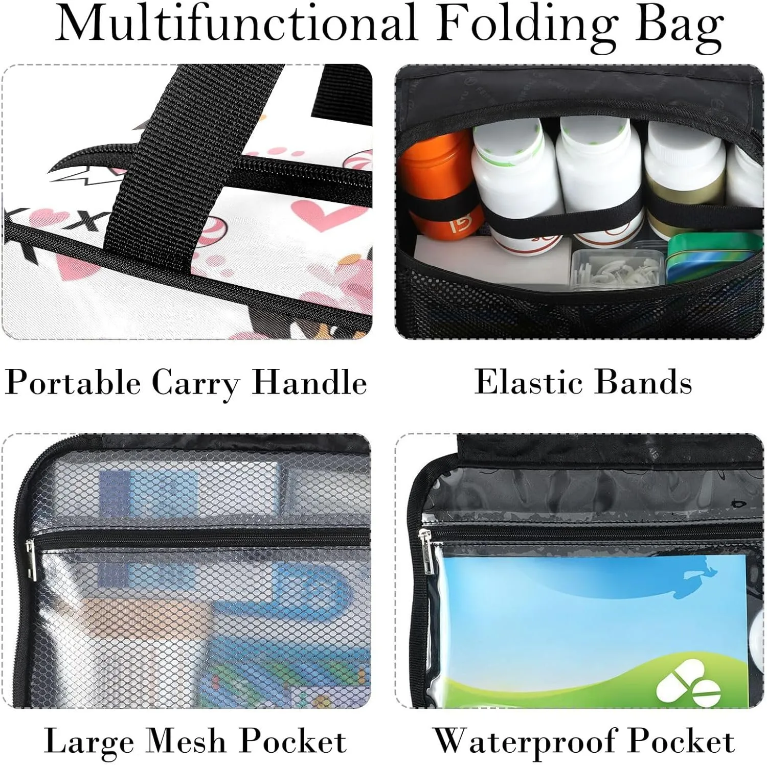 Travel Toiletry Bag for Woman/Men,Xo Kisses and Hugs Dachshund Cute Dog Hanging Organizer Bag with Pockets Portable Folding Travel Case Bags for Makeup Cosmetic Toiletries Storage Traveling-L