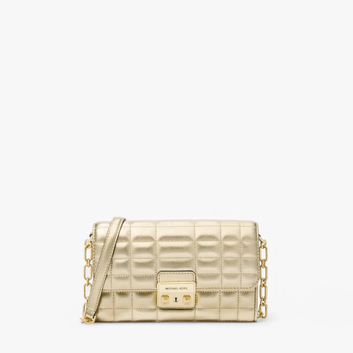 Tribeca Large Metallic Leather Convertible Crossbody Bag
