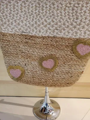 Two tone tote with hearts, pack of 2,