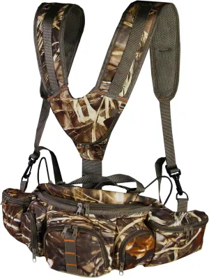 UNISTRENGH Hunting Camo Fanny Pack with Harness Waist Pack Pouch with Shoulder Straps for Climbing Hiking Camping Running Travelling
