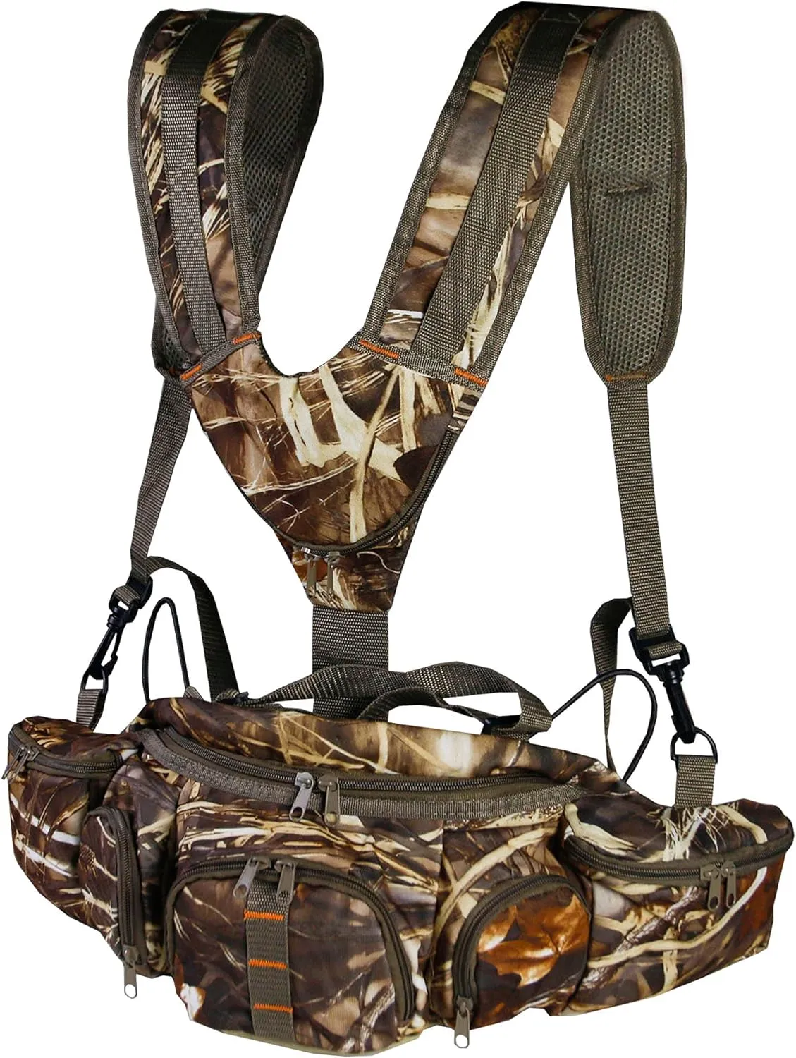UNISTRENGH Hunting Camo Fanny Pack with Harness Waist Pack Pouch with Shoulder Straps for Climbing Hiking Camping Running Travelling