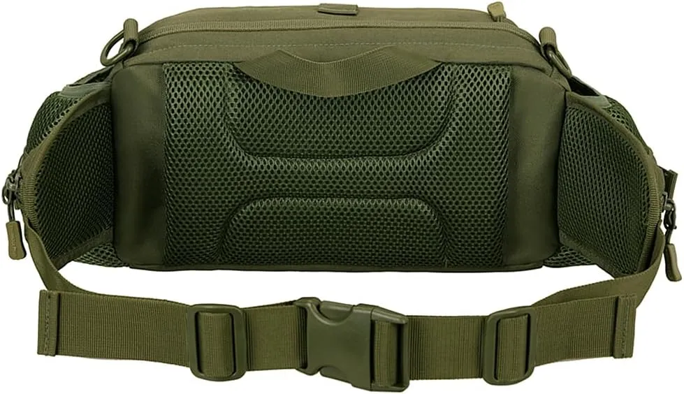 UNISTRENGH Tactical Waist Pack Bag With 2-Water Bottle Pocket Holder Military Fanny Packs Waterproof Hip Belt Bag Pouch for Hunting Trekking Running (Military Green)