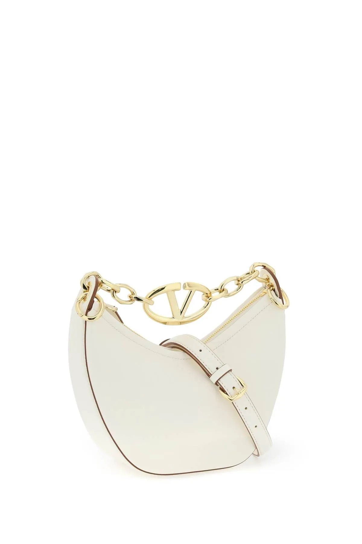 Valentino Garavani Mini Vlogo Moon Bag In Nappa Leather With Chain