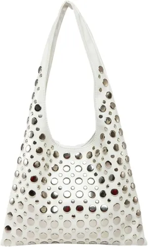 Ventilate Sling Shoulder Bag for Women Rivets Underarm Bucket Bags with Large Capacity Punk Style Causal Hobo Purse