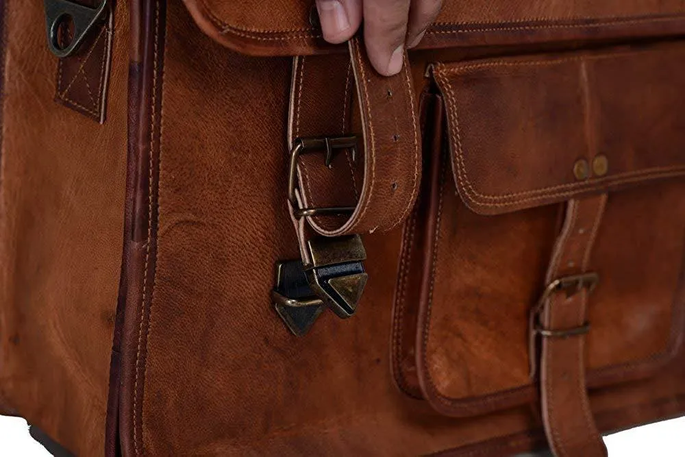 Vintage Brown Leather Messenger Bag