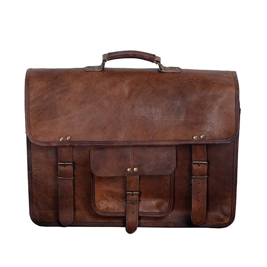 Vintage Brown Leather Messenger Bag