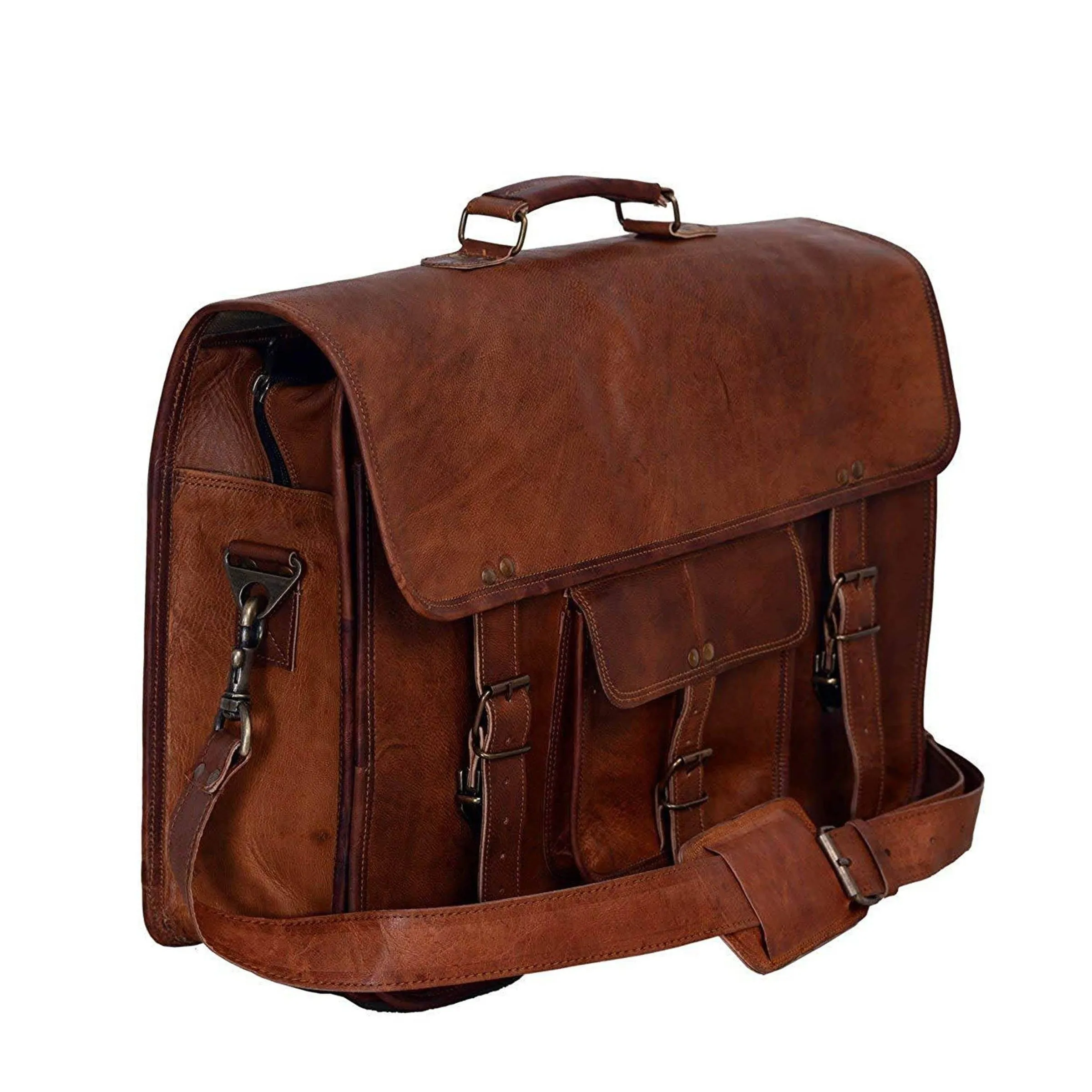 Vintage Brown Leather Messenger Bag