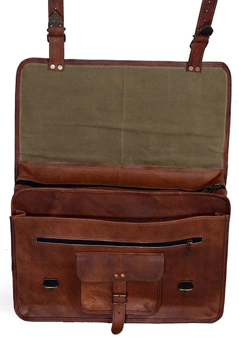 Vintage Brown Leather Messenger Bag