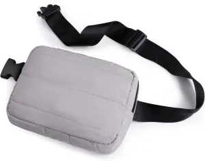 Viva Terry Puffer Belt Bag for Women and Men Small Quilted Crossbody Fanny Pack with Adjustable Strap for Running Hiking Travel Workout-Grey