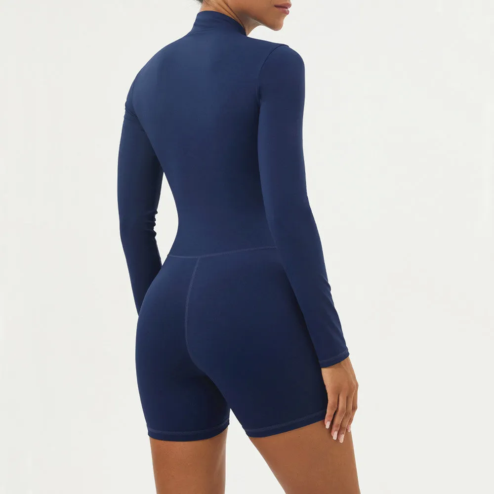 Waist Detail Longsleeve Zip Romper