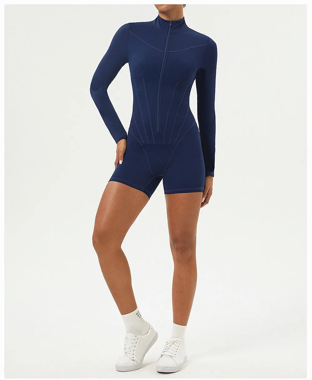 Waist Detail Longsleeve Zip Romper