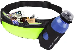Waist Pack Sports Running Belt Pouch Bag with Water Bottle Holder and 2 Zipped Pockets for iPhone, Samsung or Smartphones hydration packs for Man Women Workout Outdoors Climbing Cycling