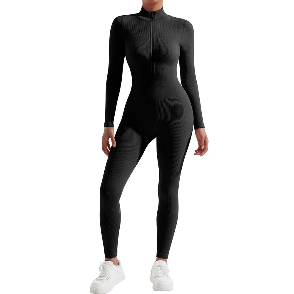 Waist Snatching Zip Jumpsuit