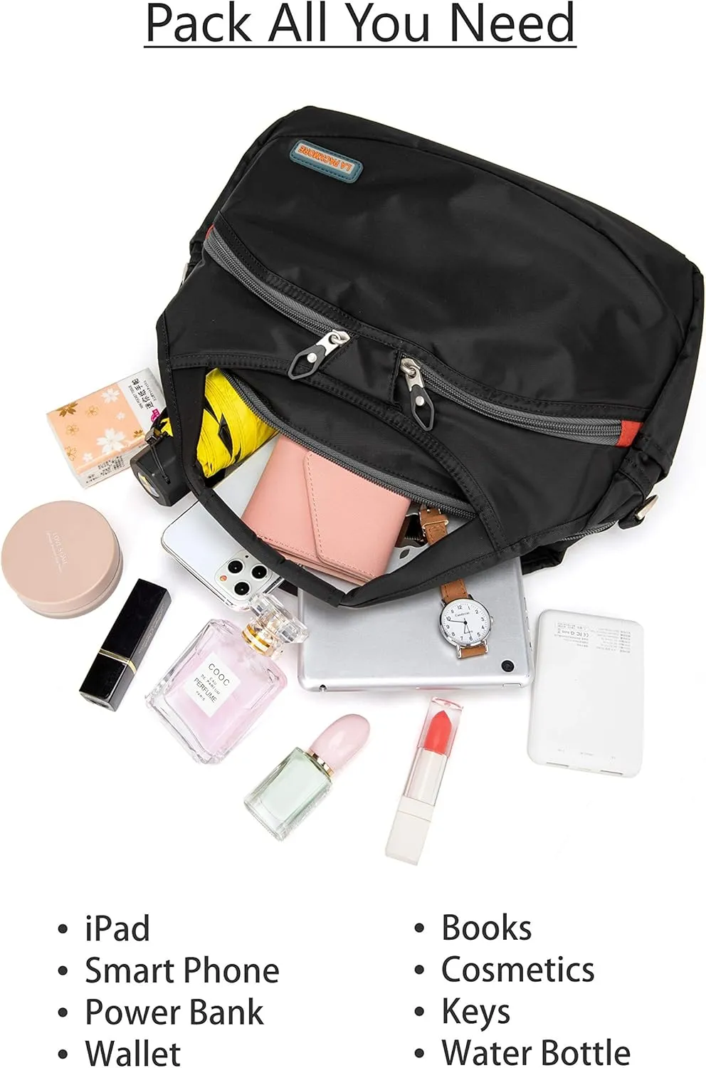 Waterproof Nylon Crossbody Bags for Women Multi-Pocket Shoulder Bag Travel Purse and Handbag