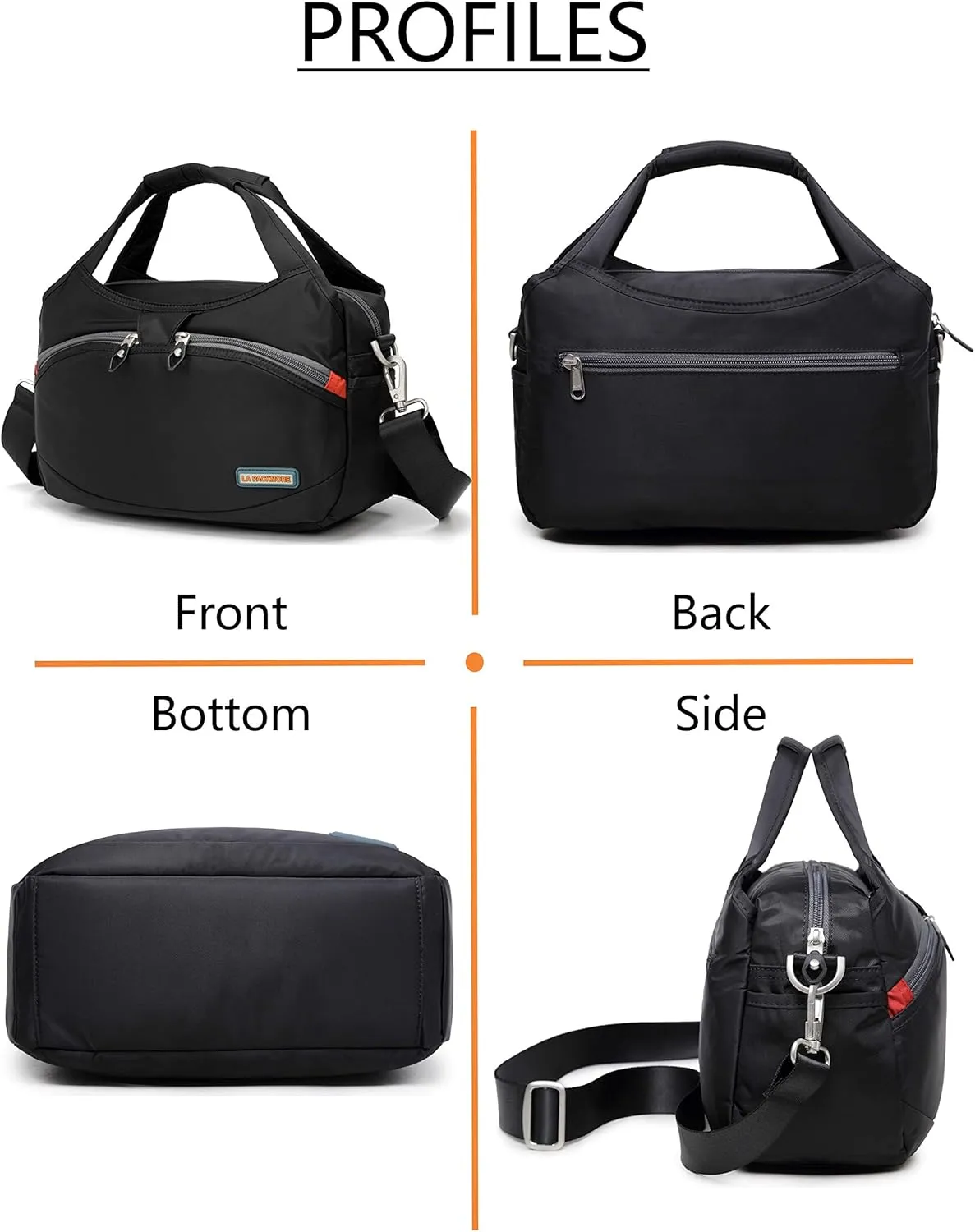 Waterproof Nylon Crossbody Bags for Women Multi-Pocket Shoulder Bag Travel Purse and Handbag