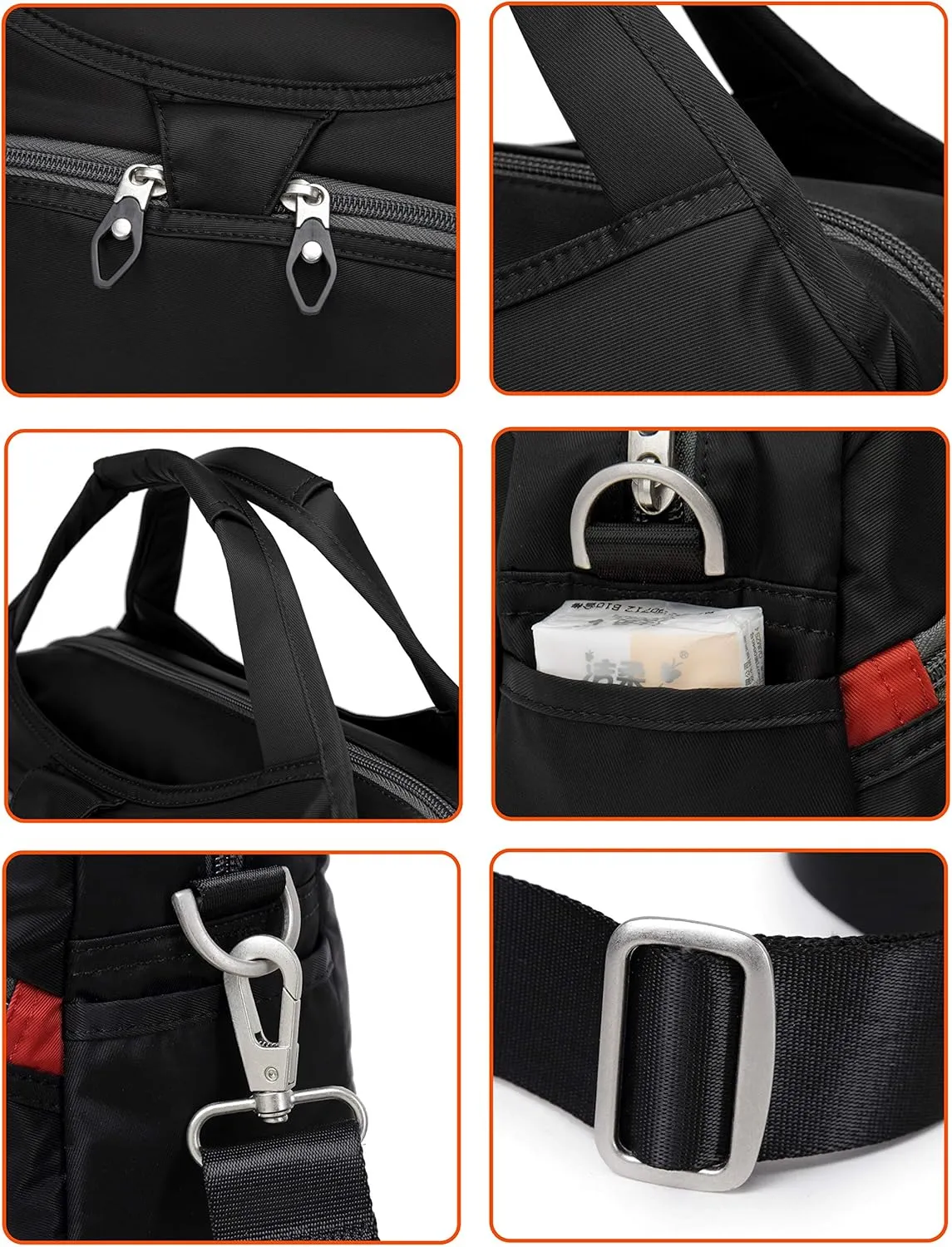 Waterproof Nylon Crossbody Bags for Women Multi-Pocket Shoulder Bag Travel Purse and Handbag
