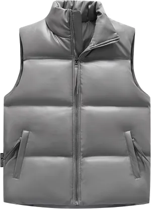 WENKOMG1 Winter Puffer Vest For Men,Lightweight Packable Ski Vest Zip Up Sleeveless Water Resistant Outerwear
