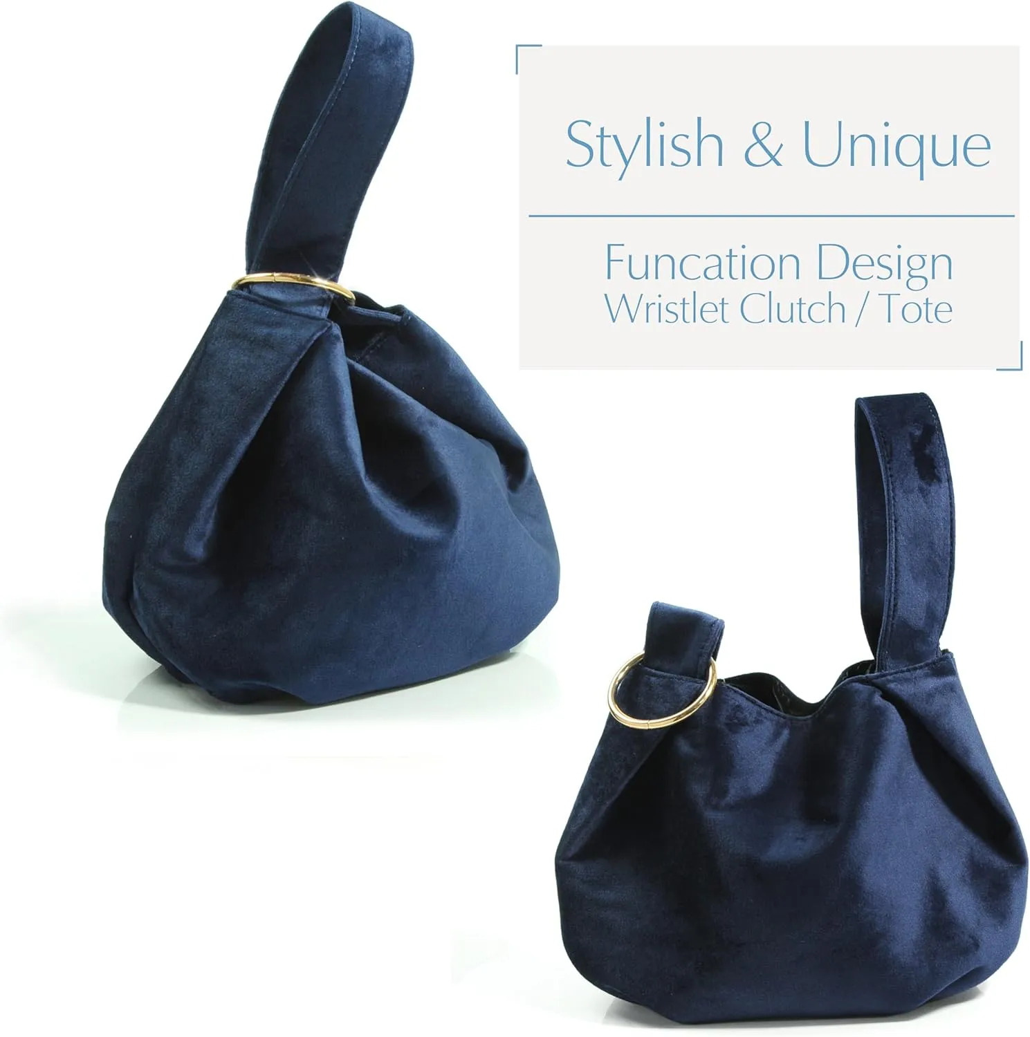 Women Clutch Velvet Top Handle Bag Wristlet Small Tote Purse