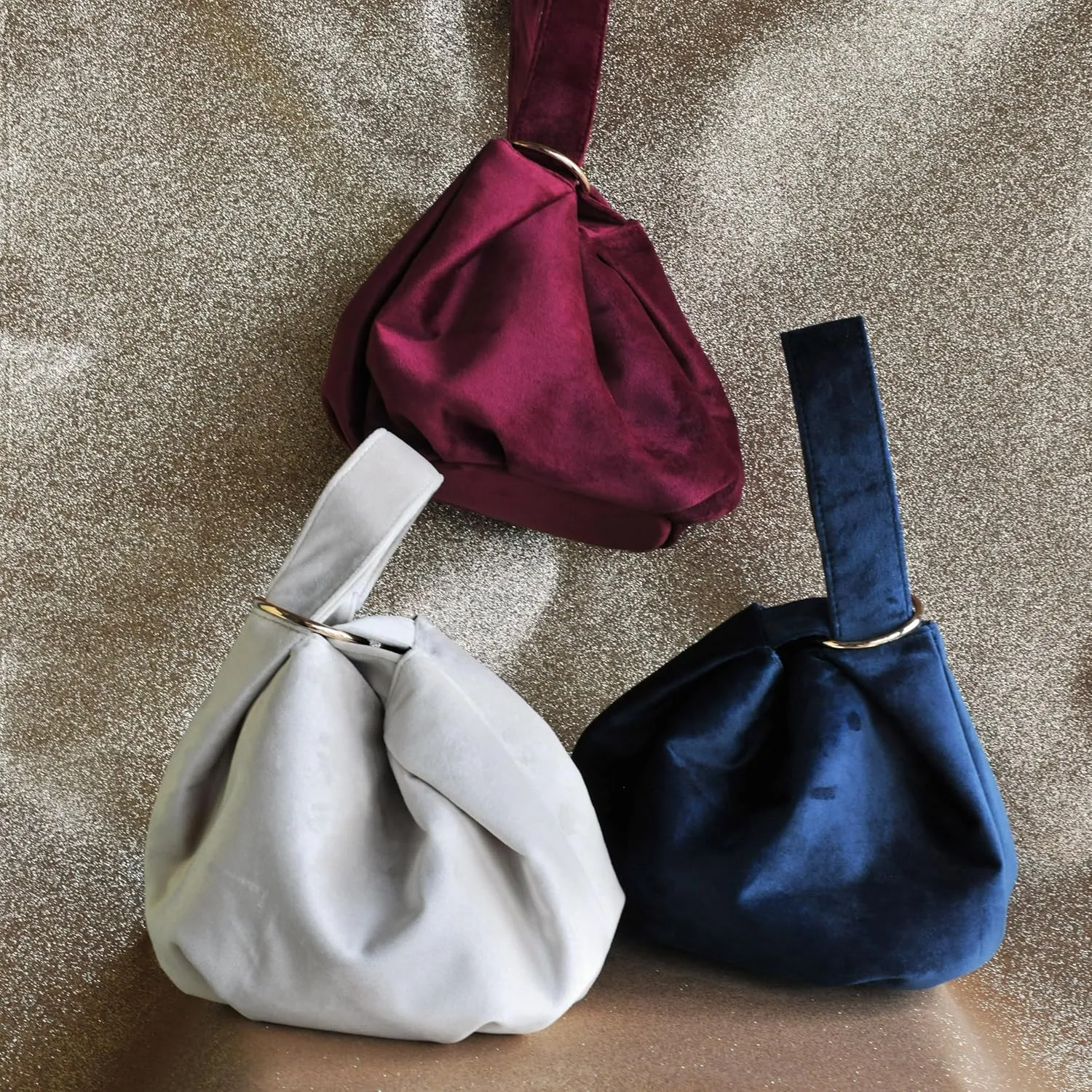 Women Clutch Velvet Top Handle Bag Wristlet Small Tote Purse