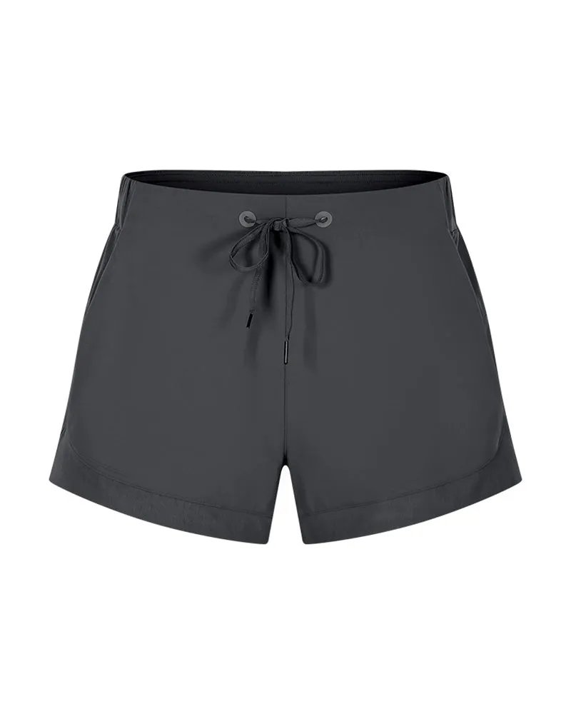 Women High Waist Loose Strappy Running Yoga Sports Shorts 4-12