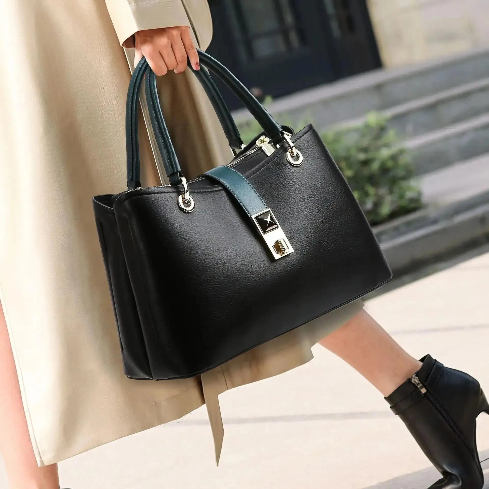 Women Leather Ladies Handbag Messenger Bag Shoulder Tote Bags With Purse Pocket Casual Crossbody Shoulder Bag