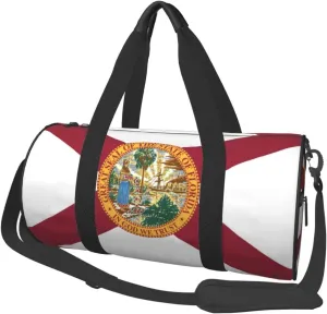 Women Men Florida Flag Round Duffel Weekender Bag Travel Bag