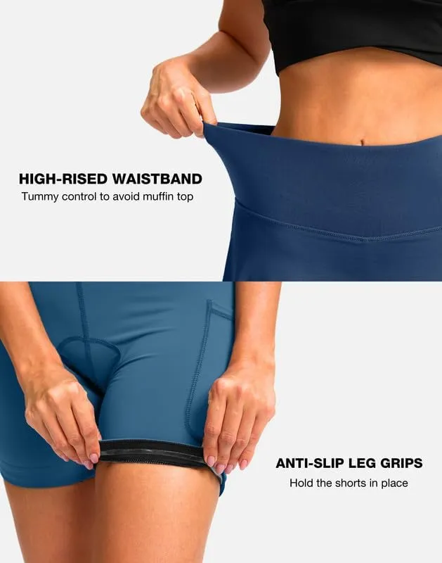 Women's Cycling Skirts 4D Padded Bike Shorts with Pockets High Waist Biking Skort for Road Mountain Bicycle Riding