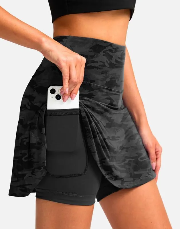 Women's Cycling Skirts 4D Padded Bike Shorts with Pockets High Waist Biking Skort for Road Mountain Bicycle Riding