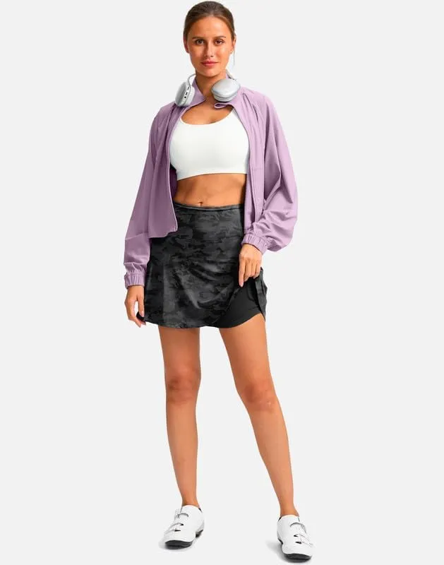 Women's Cycling Skirts 4D Padded Bike Shorts with Pockets High Waist Biking Skort for Road Mountain Bicycle Riding