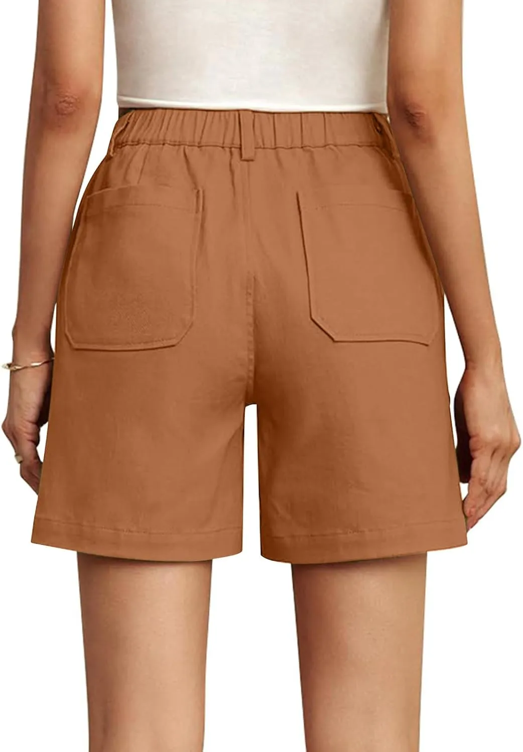 Women's Fashion Cargo Shorts with Pockets Summer Wide Leg Long-Shorts Dressy Casual High Waist Short Pants