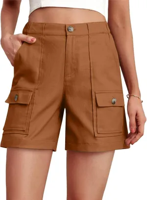 Women's Fashion Cargo Shorts with Pockets Summer Wide Leg Long-Shorts Dressy Casual High Waist Short Pants