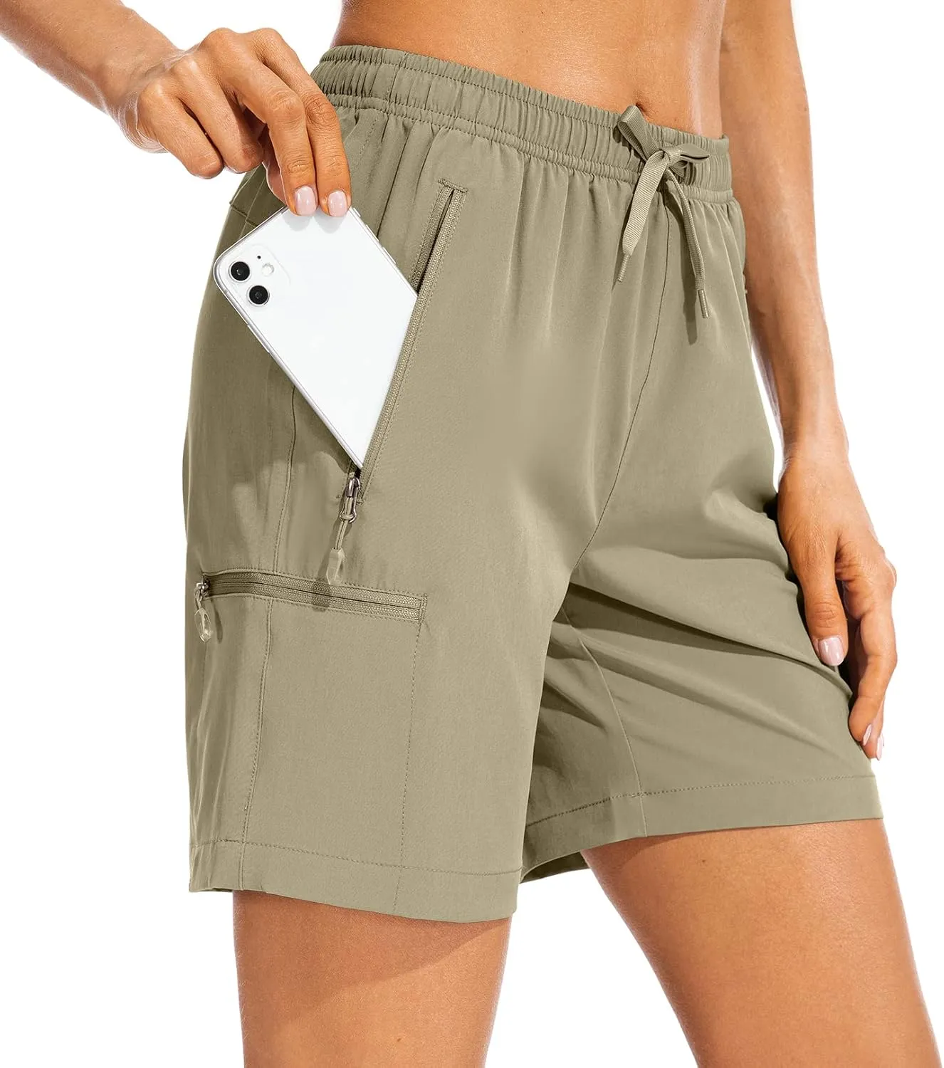 Women's Hiking Cargo Shorts Quick Dry Lightweight Summer Shorts for Women Travel Outdoor with Zipper Pockets
