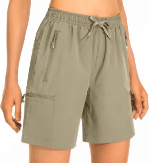Women's Hiking Cargo Shorts Quick Dry Lightweight Summer Shorts for Women Travel Outdoor with Zipper Pockets