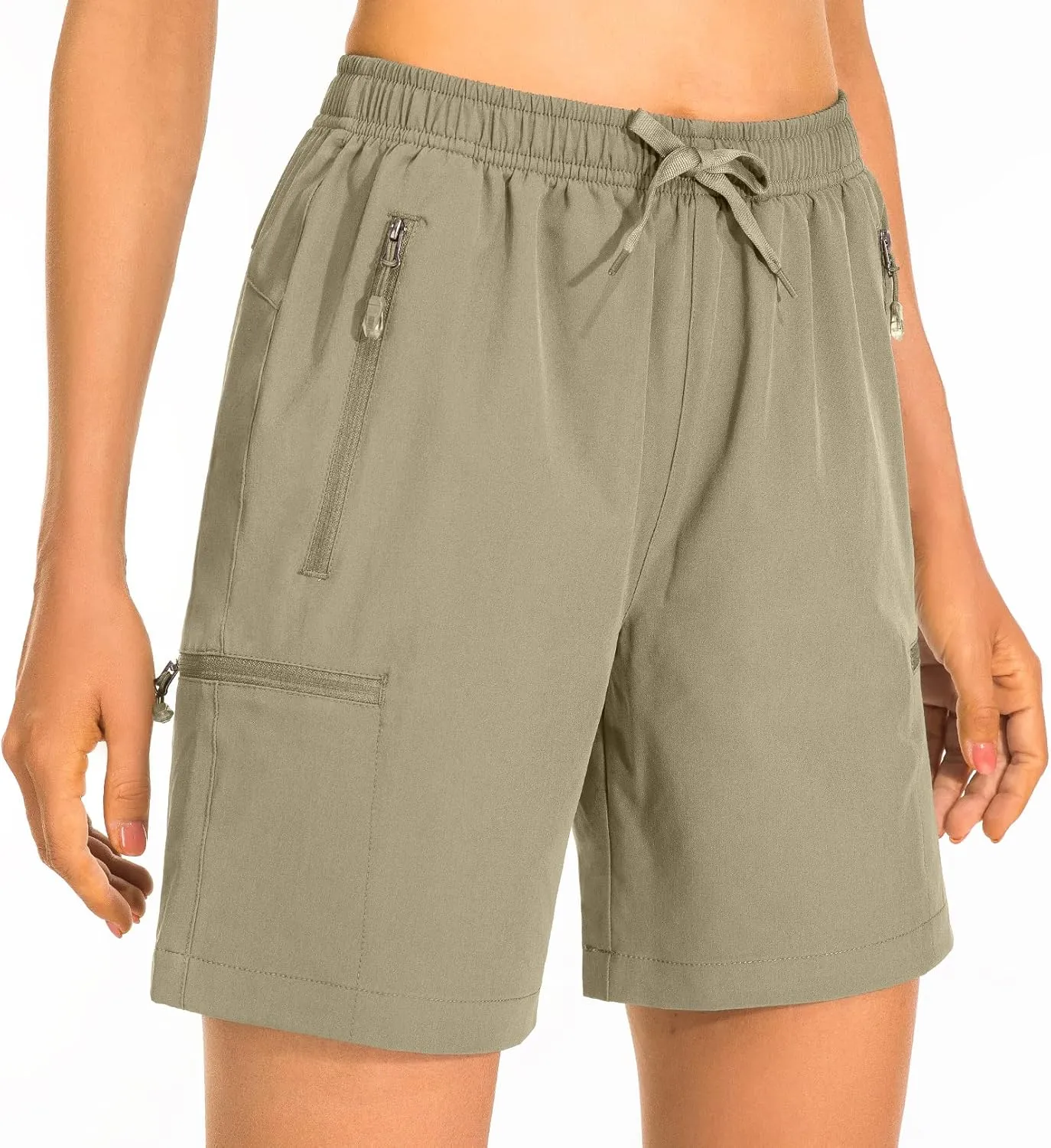 Women's Hiking Cargo Shorts Quick Dry Lightweight Summer Shorts for Women Travel Outdoor with Zipper Pockets