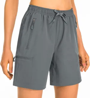 Women's Hiking Cargo Shorts Quick Dry Lightweight Summer Shorts for Women Travel Outdoor with Zipper Pockets