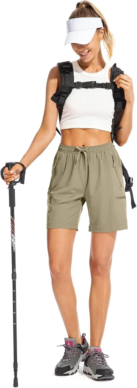 Women's Hiking Cargo Shorts Quick Dry Lightweight Summer Shorts for Women Travel Outdoor with Zipper Pockets