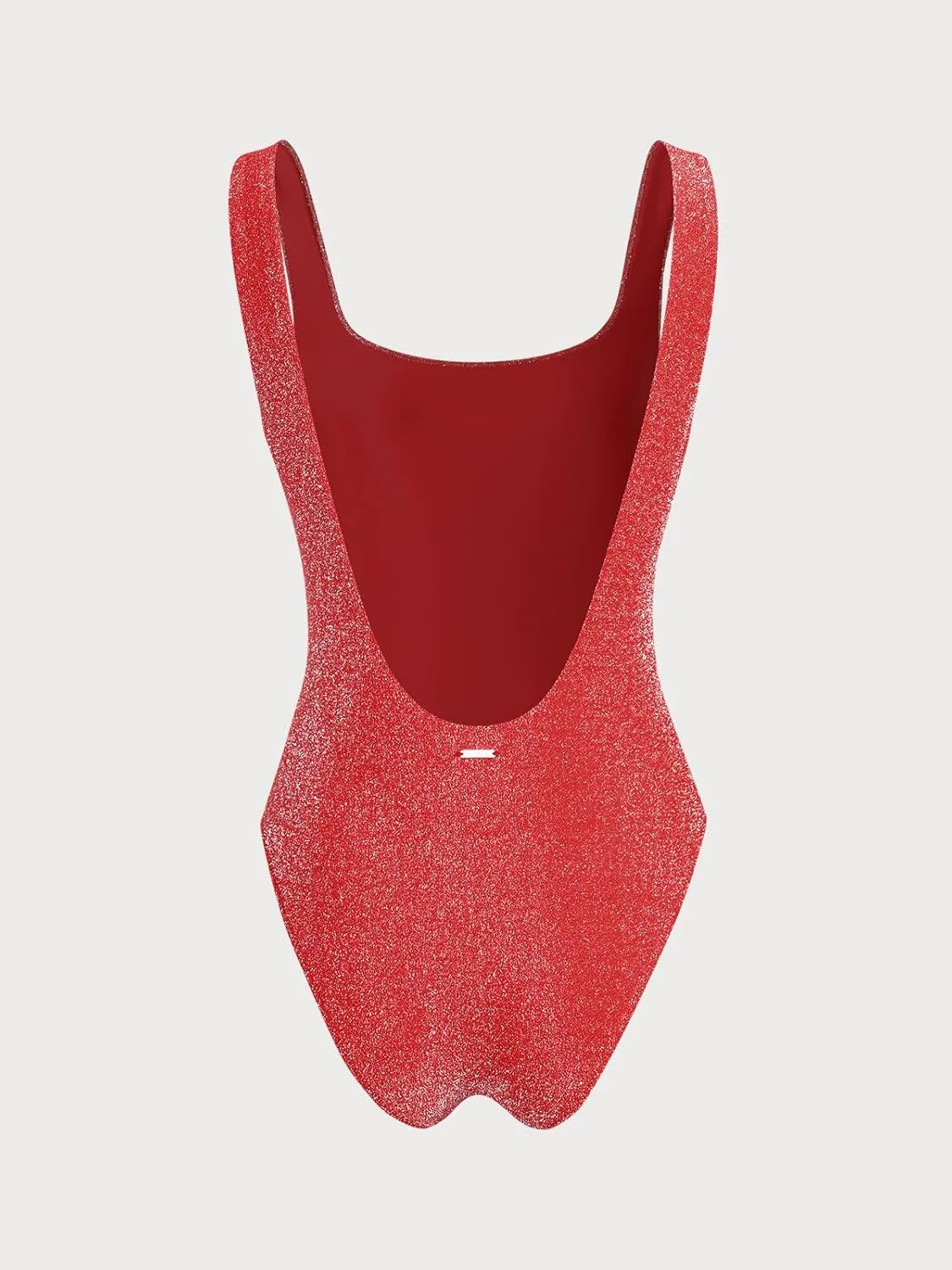 Women's Lurex One Piece Swimsuit Square Neck Tummy Control Backless Bathing Suits