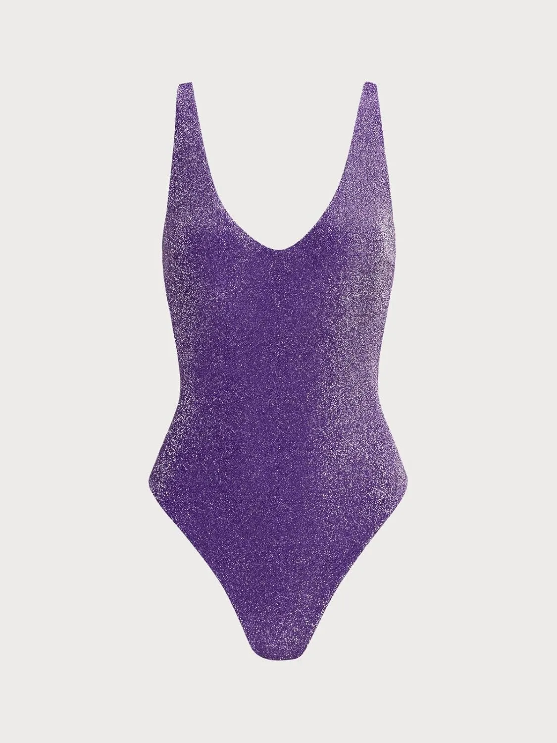 Women's Lurex One Piece Swimsuit Square Neck Tummy Control Backless Bathing Suits