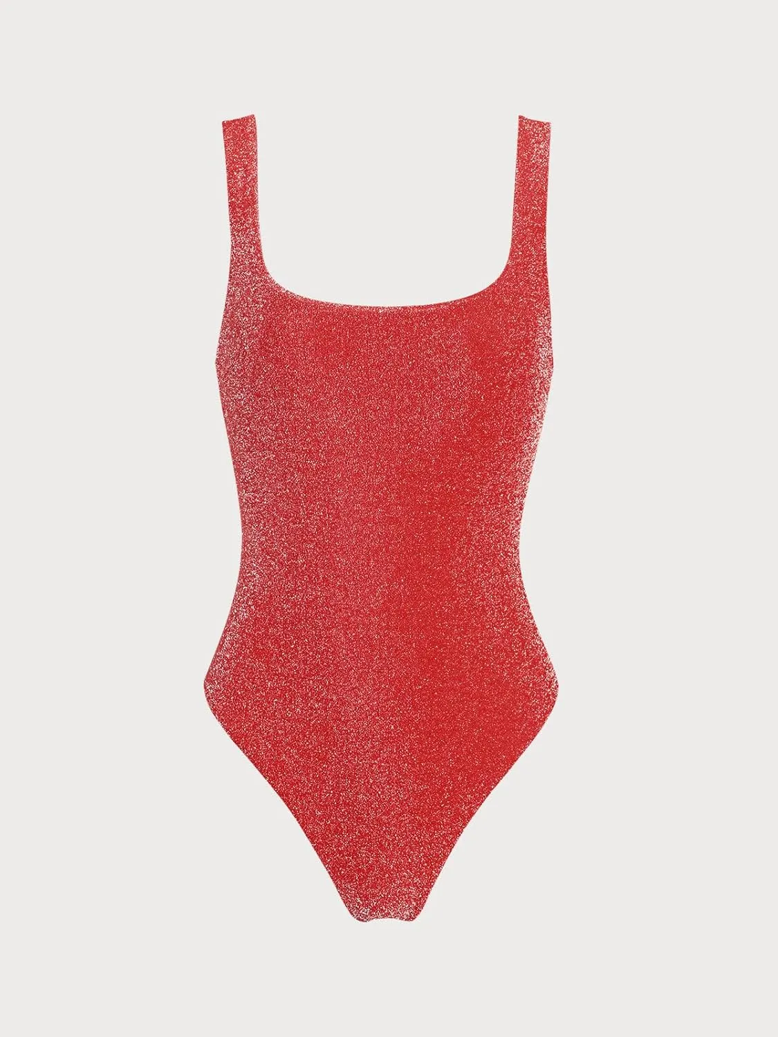 Women's Lurex One Piece Swimsuit Square Neck Tummy Control Backless Bathing Suits